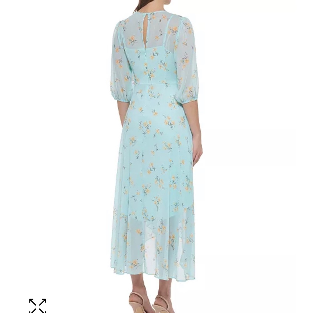 Calvin Klein Hi Low Chiffon Dress Light Blue Midi - Picture 2 of 6